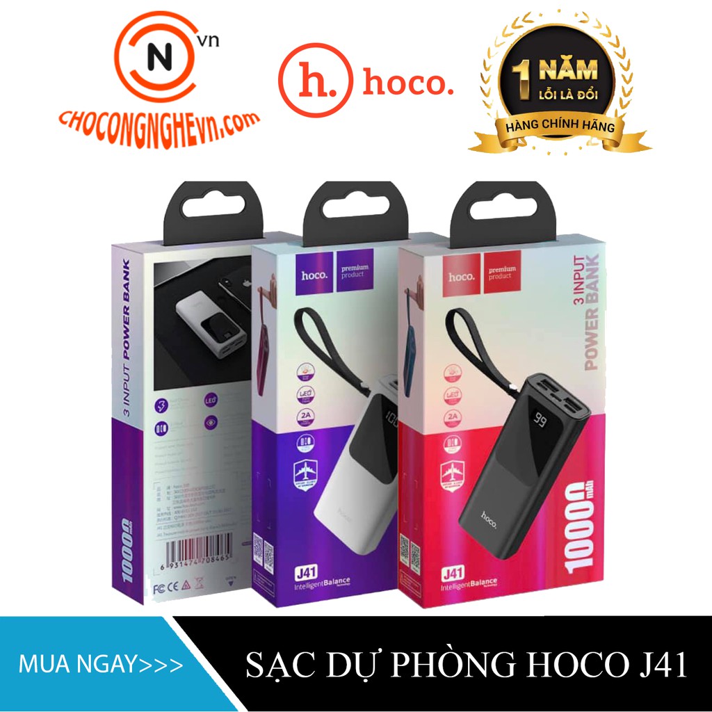 [GIÁ HỦY DIỆT] Pin sạc dự phòng Hoco J41 Intelligent Balance 10000mAh lõi Polymer 3 cổng input