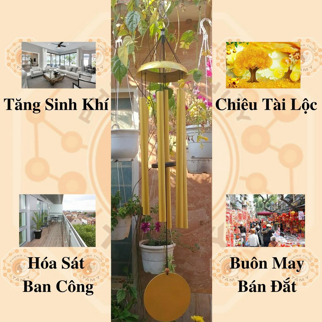Chuông Gió Phong Thuỷ Nhạc Thiền Phong Linh Màu Đen - 100cm
