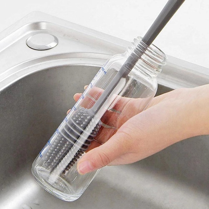 Bàn Chải Silicone Cán Dài Vệ Sinh Cốc Thủy Tinh/Chai Nước Cách Nhiệt Đa Năng