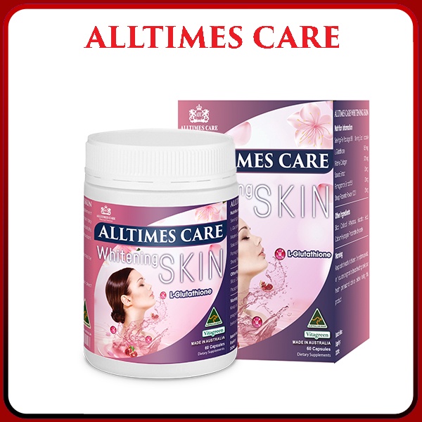 Viên uống trắng da ALLTIMES CARE WHITENING SKIN L- Glutathione Nhập khẩu 100% từ Úc hộp 60 viên ( 5 hộp)