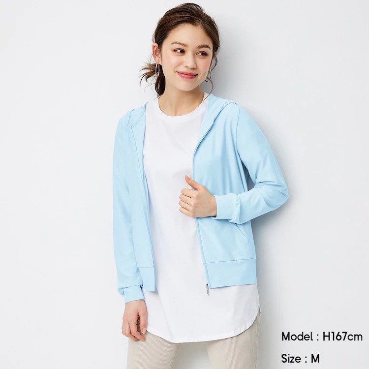 Áo chống nắng Nữ - UV cut Full zip Hoodie (long sleeve) EC (GU chính hãng) ❤ | BigBuy360 - bigbuy360.vn