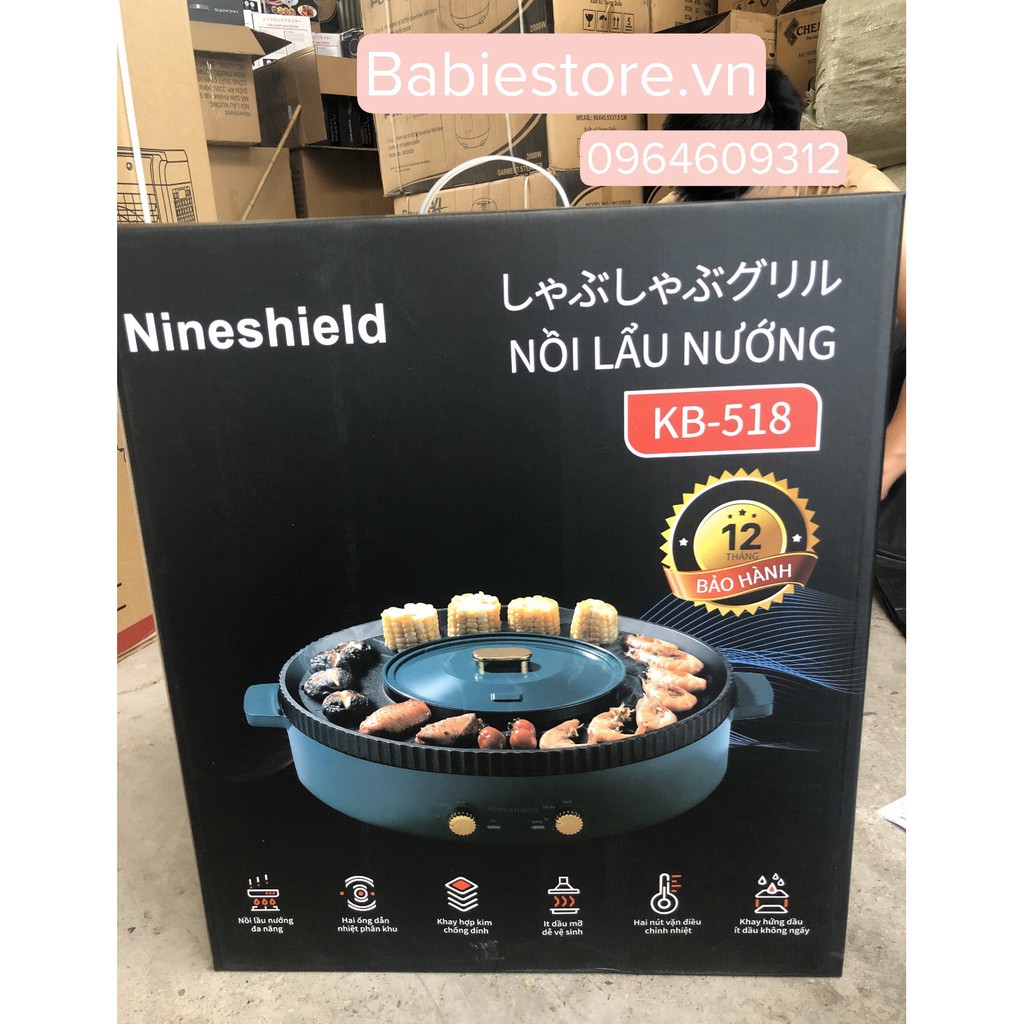 [BẾP] NỒI LẨU NƯỚNG TRÒN NINESHIELD ĐA NĂNG LOẠI TO KB-518 ( GIÁ TỐT )