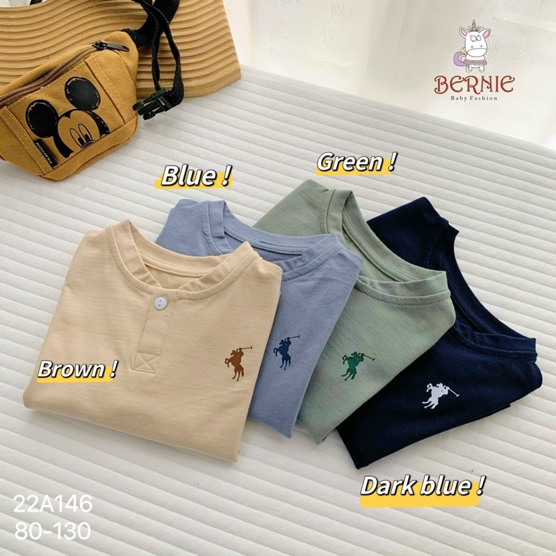 Áo thun dài tay Polo cổ trụ bé trai