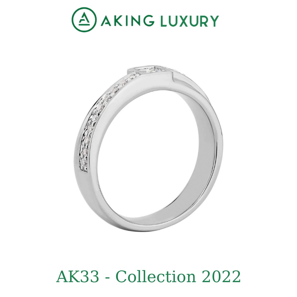 Nhẫn đôi bạc cao cấp AKING LUXURY AK33. Nhẫn nam, nhẫn nữ thiết kế đồng điệu sử dụng đá vuông tạo cảm giác khỏe khoắn.