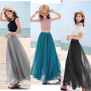 [BIGSIZE] Váy Maxi Nữ Đi Biển ,Chân Váy Xòe Dài Dáng Vintage Lưng Chun ,Vải Chiffion Lót Thun ,Phong Cách Hàn Quốc