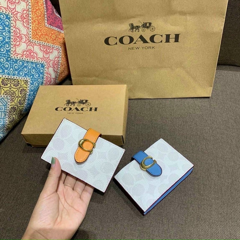 SALE - Ví mini C.@.a.chi khoá chữ C màu cam-hơi loang nhẹ