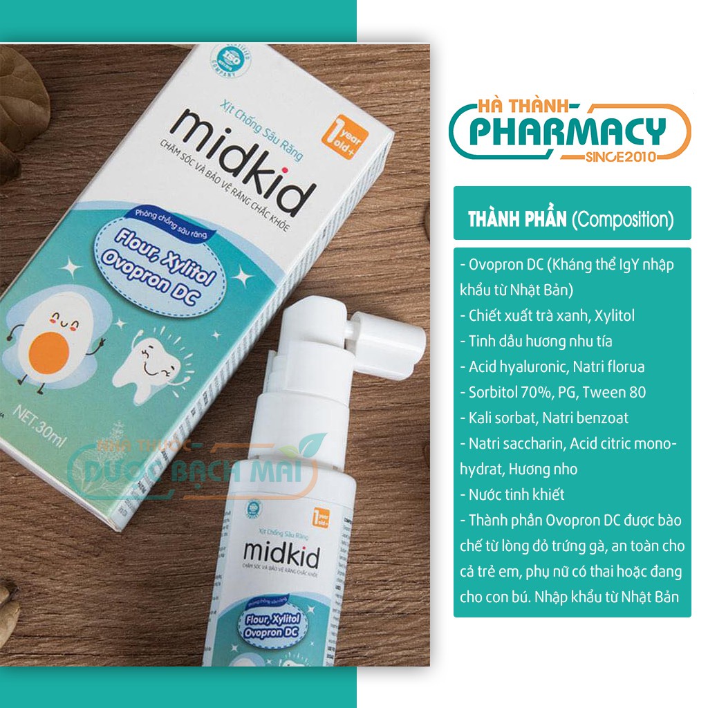 Xịt chống sâu răng midkid giải pháp phòng ngừa sâu sún mủn răng ở trẻ nhỏ thay thế kem đánh răng - Chai xịt 30ml