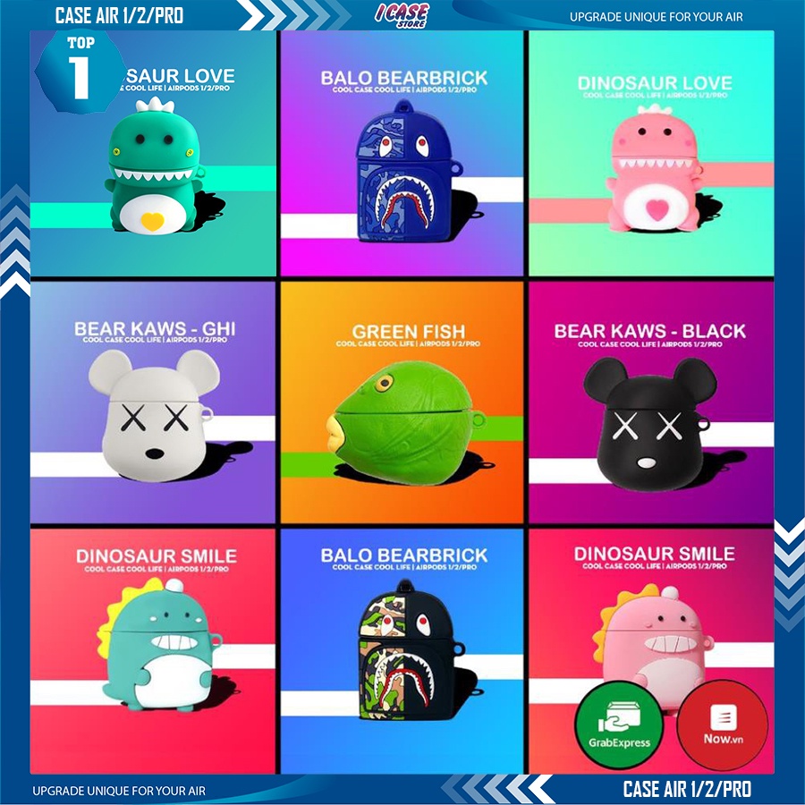 Vỏ Bảo Vệ Hộp Đựng Bao Tai Nghe, Case Airpods 2/3/1/i7/i9/i12/Pro/TWS - Sillicone Chống Bám Bẩn Hoạt Hình