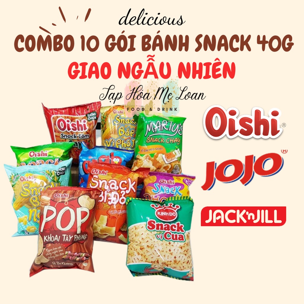 COMBO 10 Bánh Snack Bim Bim Oishi Jojo Các Loại 35g Ngẫu Nhiên
