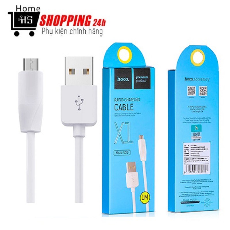 Cáp sạc Hoco X1 1m -2m cổng MicroUSB (Trắng) - Chính hãng