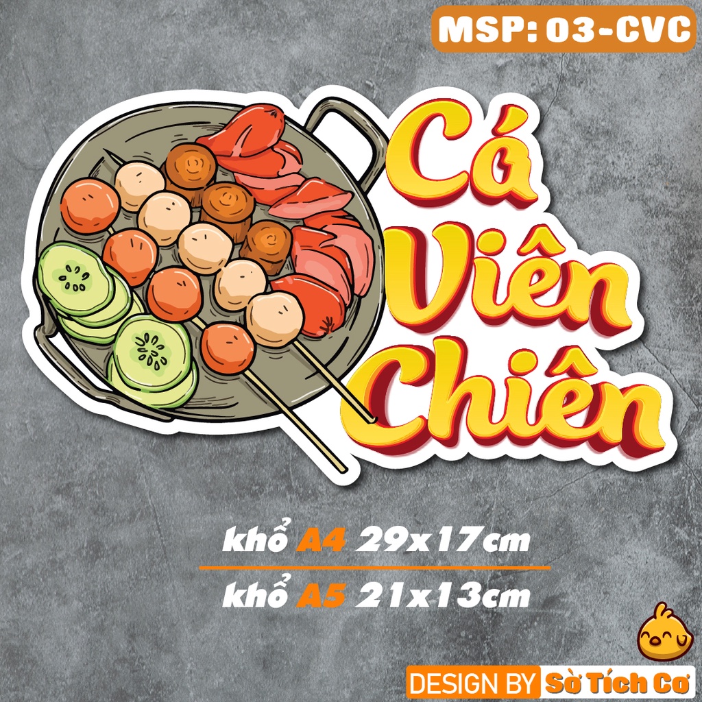 Decal Hàng Rong trang trí quán ăn vặt, bán vỉa hè... Bánh Tráng Trộn, Tráng Nướng. Hột vịt lộn, Cá Viên Chiên MSP: HR01