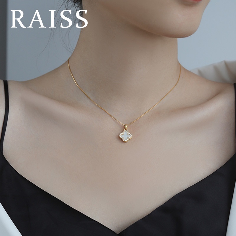 Vòng cổ Mặt Cỏ Bốn Lá Đính Đá Sang Trọng Cho Nữ