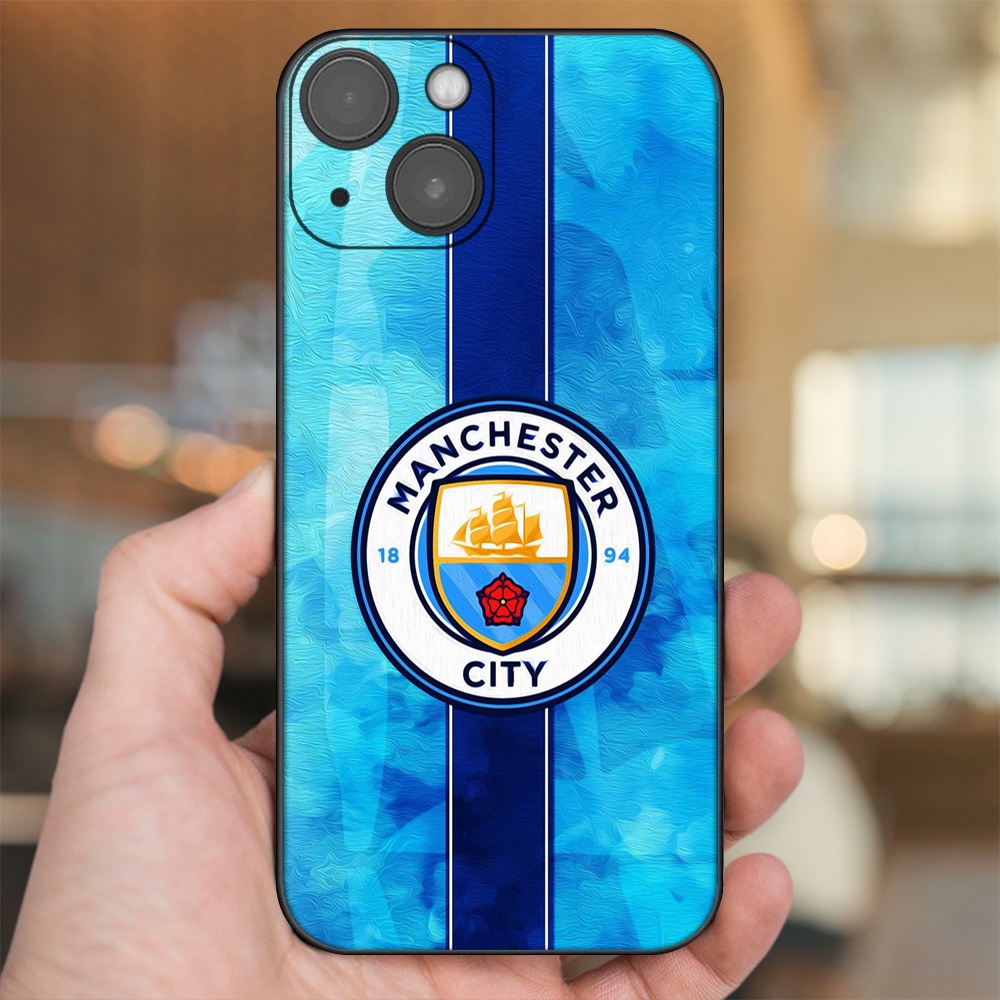 Ốp lưng iPhone 13 dẻo đen cạnh vuông in hình Manchester City MC
