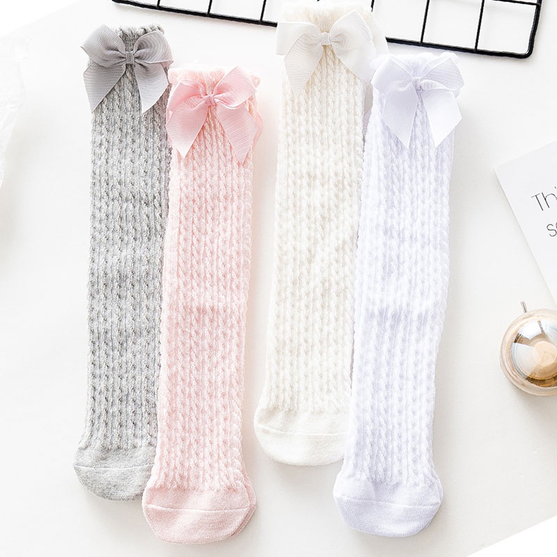 Vớ Lưới Dài Tới Gối Phối Nơ Phong Cách Xuân Hè Dễ Thương Dành Cho Bé