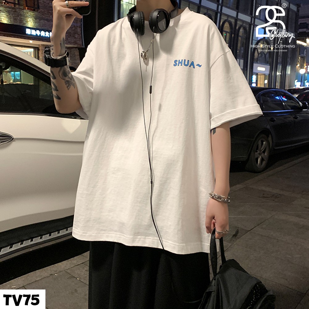 Áo Nam Form Rộng Cổ Tròn Form Rộng 2SClothing Áo Phông Đen Tay Lỡ Streetwwear Oversize Giá Rẻ In Hình Hàn Quốc TV75 | BigBuy360 - bigbuy360.vn