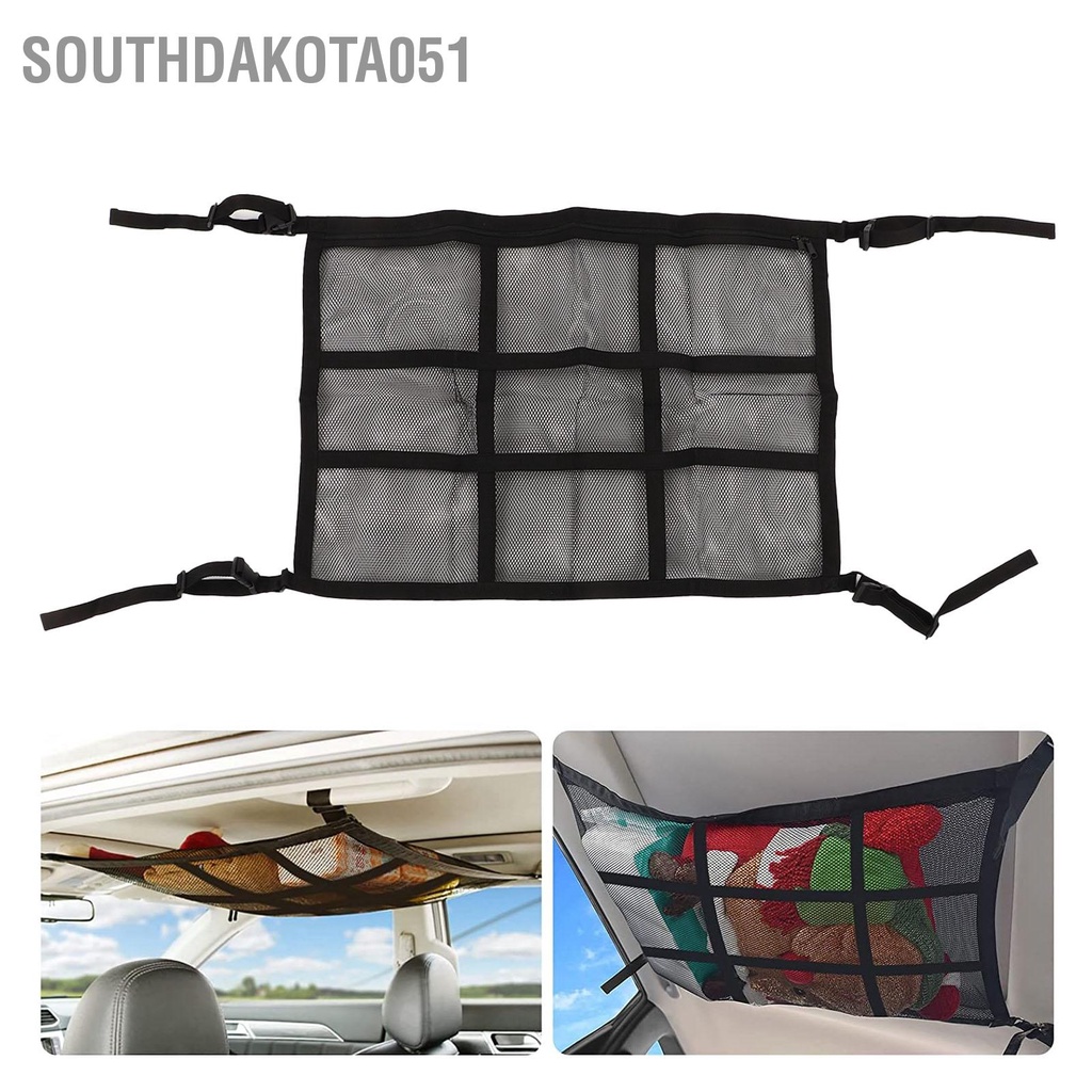 [Hàng Sẵn] Túi Lưới Đựng Đồ Treo Trần Xe Ô Tô Có Khóa Kéo 【Southdakota051】