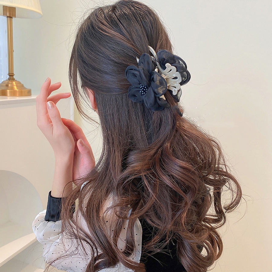 Kẹp Tóc Hình Hoa Lớn Bằng Lưới Thời Trang Hàn Quốc Cho Nữ