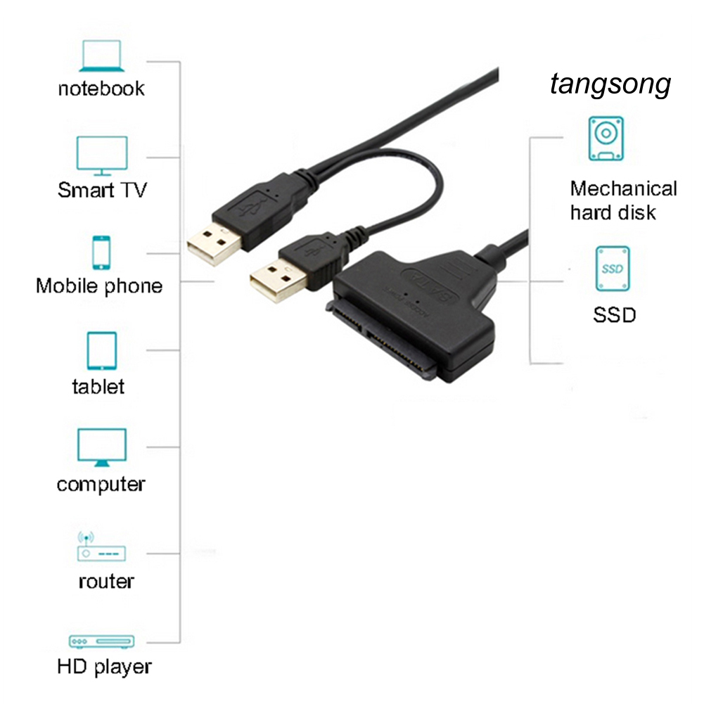 Bộ Chuyển Đổi Usb 2.0 Sang Sata 7 + 15 Pin Cho Hdd Laptop 2.5inch