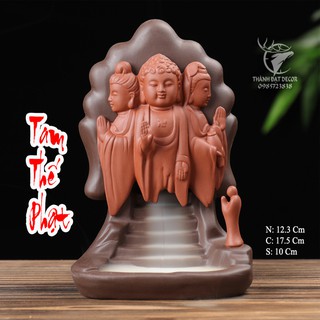 Tháp Khói Trầm Hương Tam Thế Phật, Vật Phẩm Phong Thủy, Phụ Kiện Làm Thơm Phòng