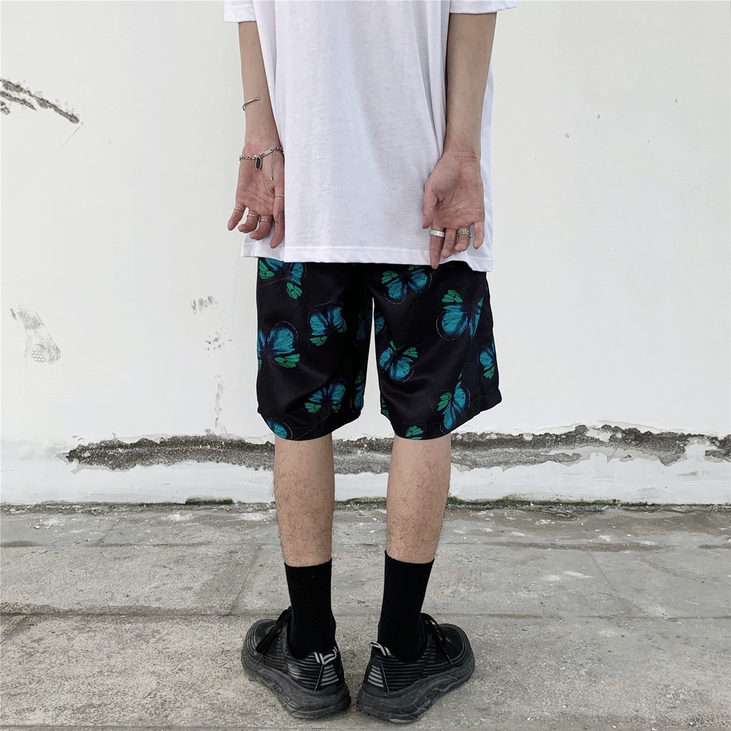 Quần short ngố hoạt tiết Bướm sẵn 2 màu - Quần sooc unisex nam nữ