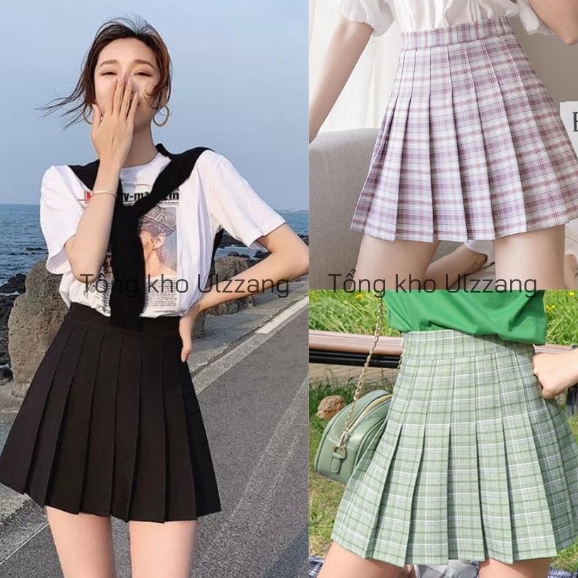 Chân váy tennis ngắn kẻ caro dáng chữ A có quần thời trang cao cấp
