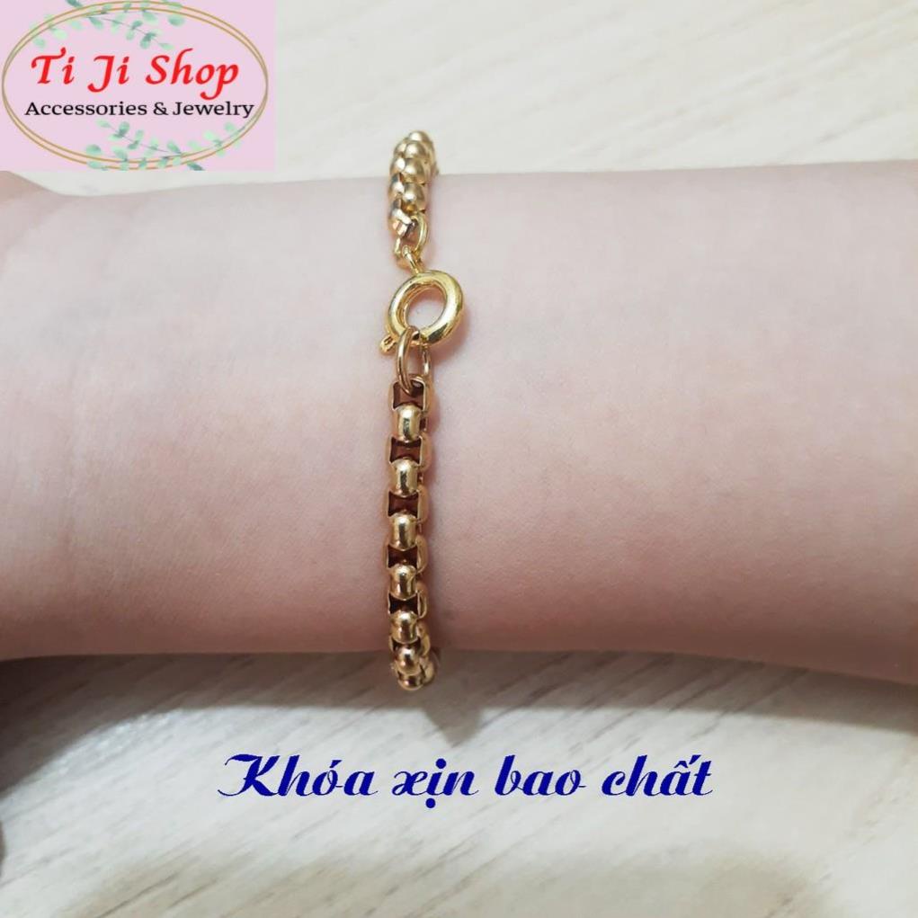 Lắc tay kiểu bông dừa 4 ly bọc khoanh khóa xịn cách điệu mạ vàng bền màu, siêu đẹp, siêu sang, chuẩn thời trang