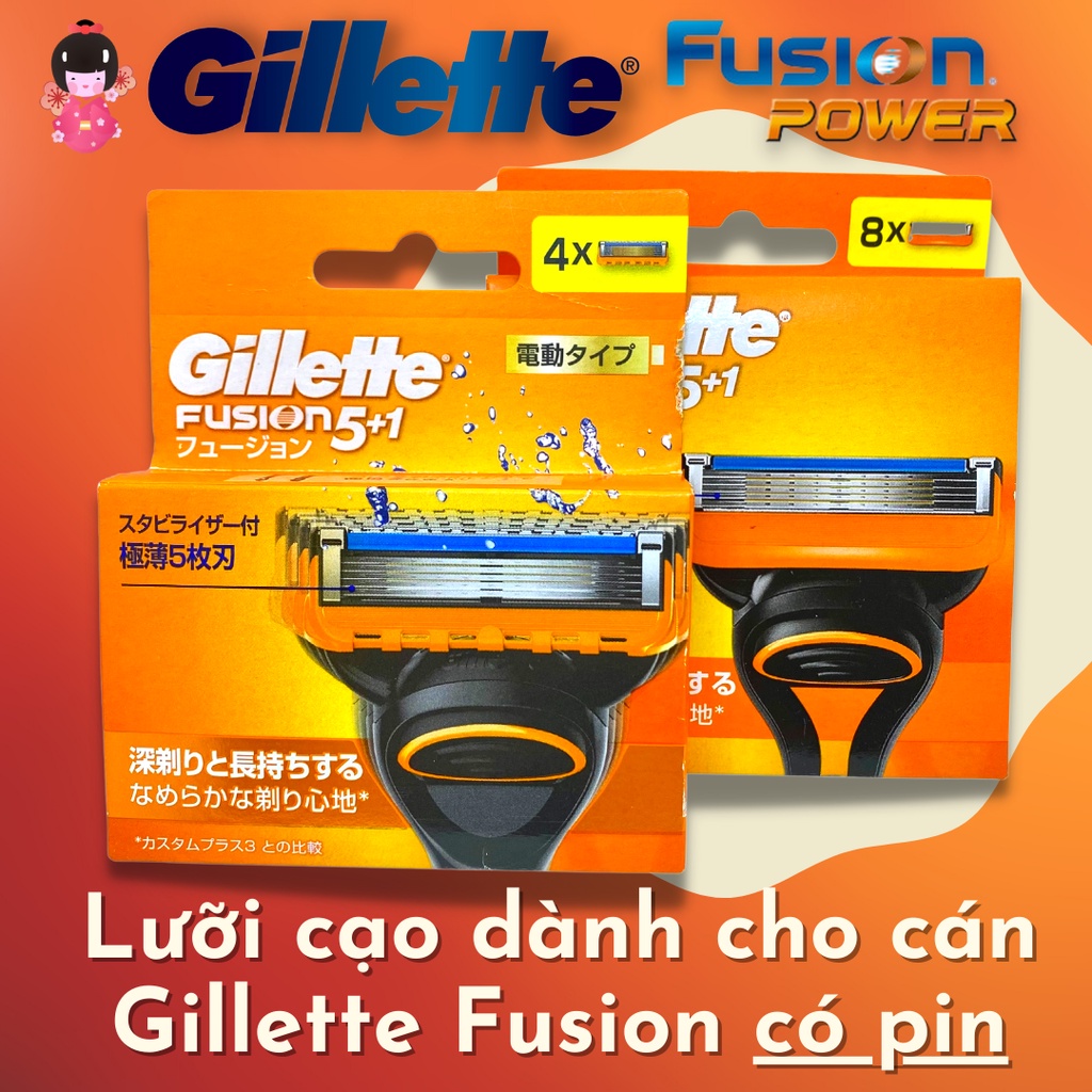 Lưỡi cạo Gillette Fusion danh cho bàn cạo dùng pin [nội địa Nhật]