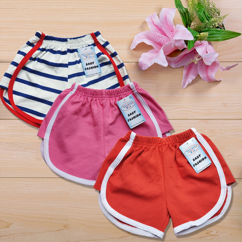 Combo 10 quần đùi thun bé gái nhiều màu, vải cotton 100% cao cấp 4 chiều, co giãn tốt, quần short bé gái dễ thương