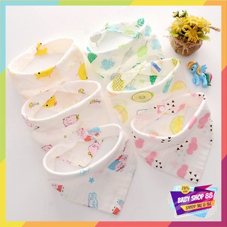 Yếm quàng cổ cài nút cho bé chất cotton và chất xô