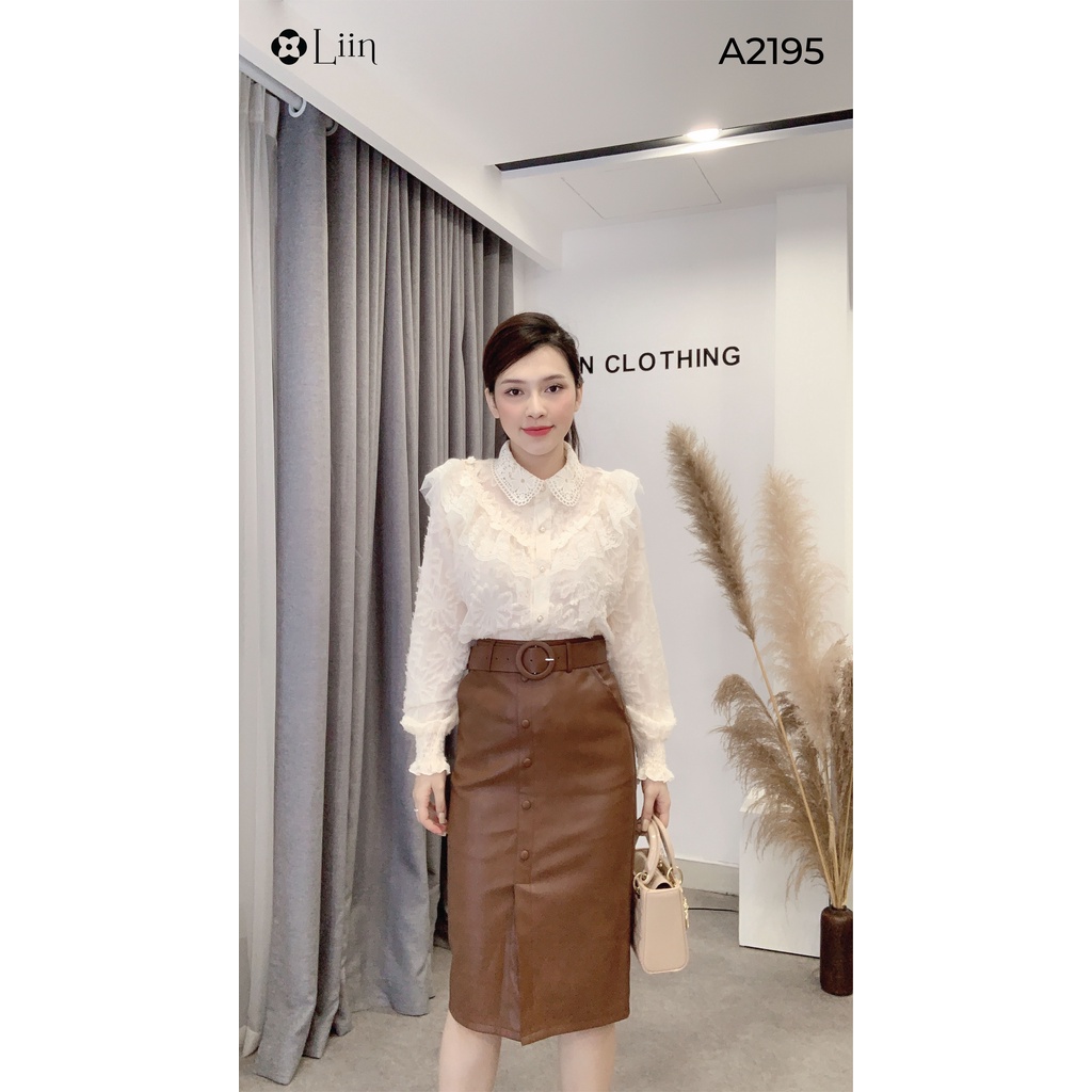 Áo sơ mi nữ cách điệu ren bèo tay phồng bo chun kiểu dáng tiểu thư sành điệu Liin Clothing A2195