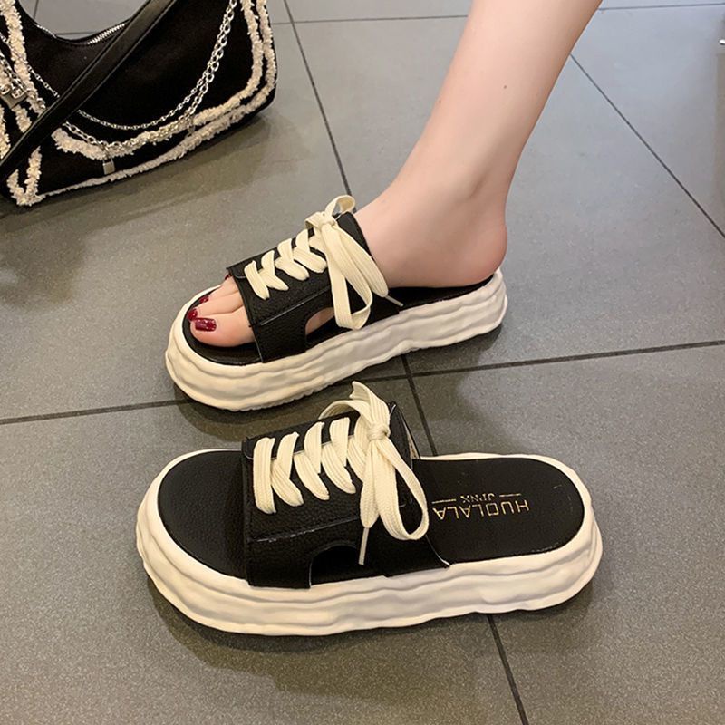 Giày Sandal Đế Dày Size Lớn Phong Cách Pháp Thời Trang