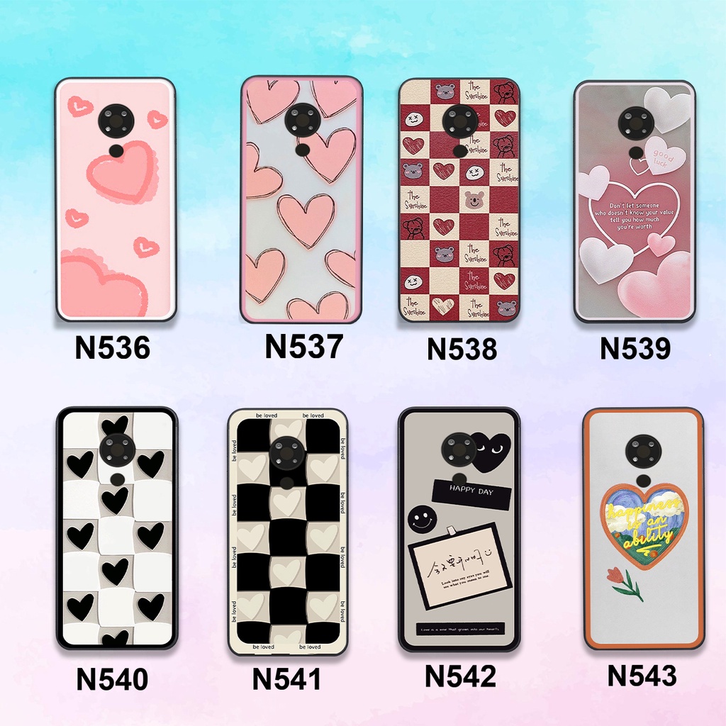 Ốp Nokia Nokia 3.4 / nokia 8.3 in hình trái tim caro đen trắng , hồng cute xinh xắn dễ thương