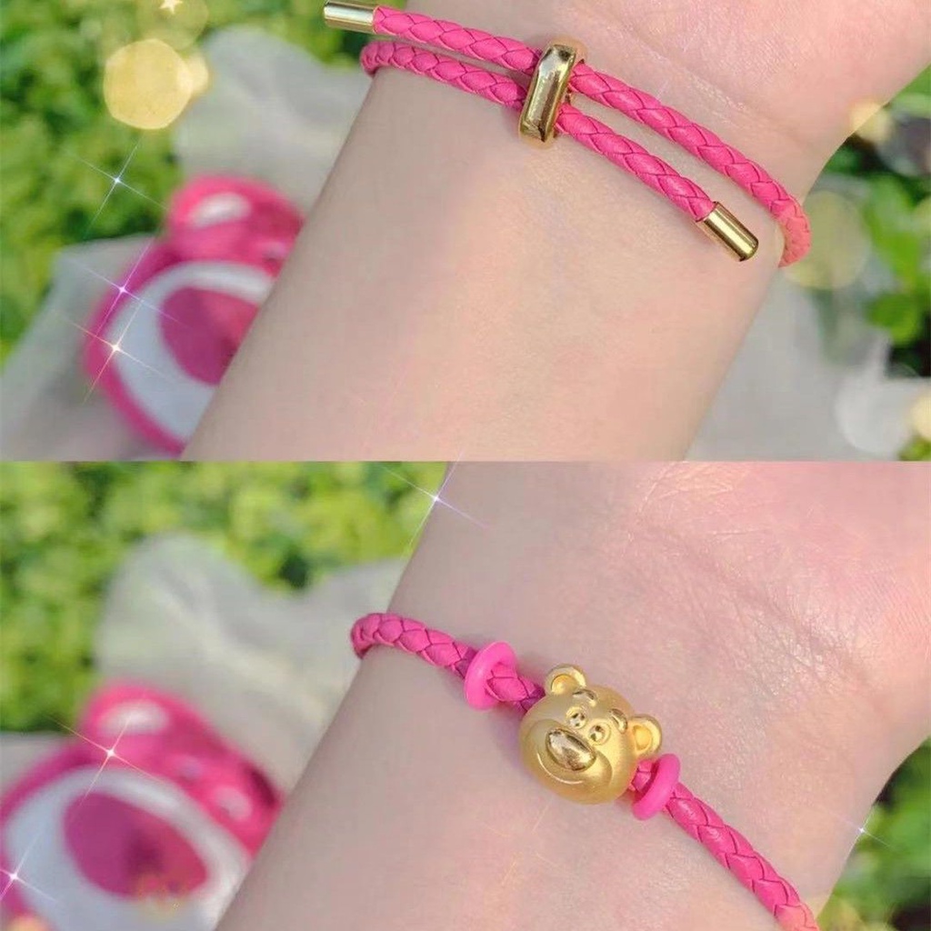 Vòng Tay Bạc 925 Hình Gấu Dâu Tây Disney Không Phai Màu RMVC