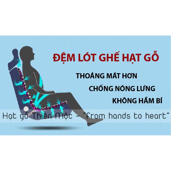 Đệm hạt gỗ hương, pơ mu cao cấp cho ghế ô tô và ghế văn phòng cam kết gỗ chuẩn xịn