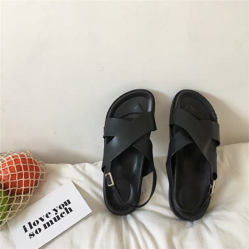 Sandal ulzzang 2 quai ngang bản to (sẵn hàng có ảnh thật phía sau)