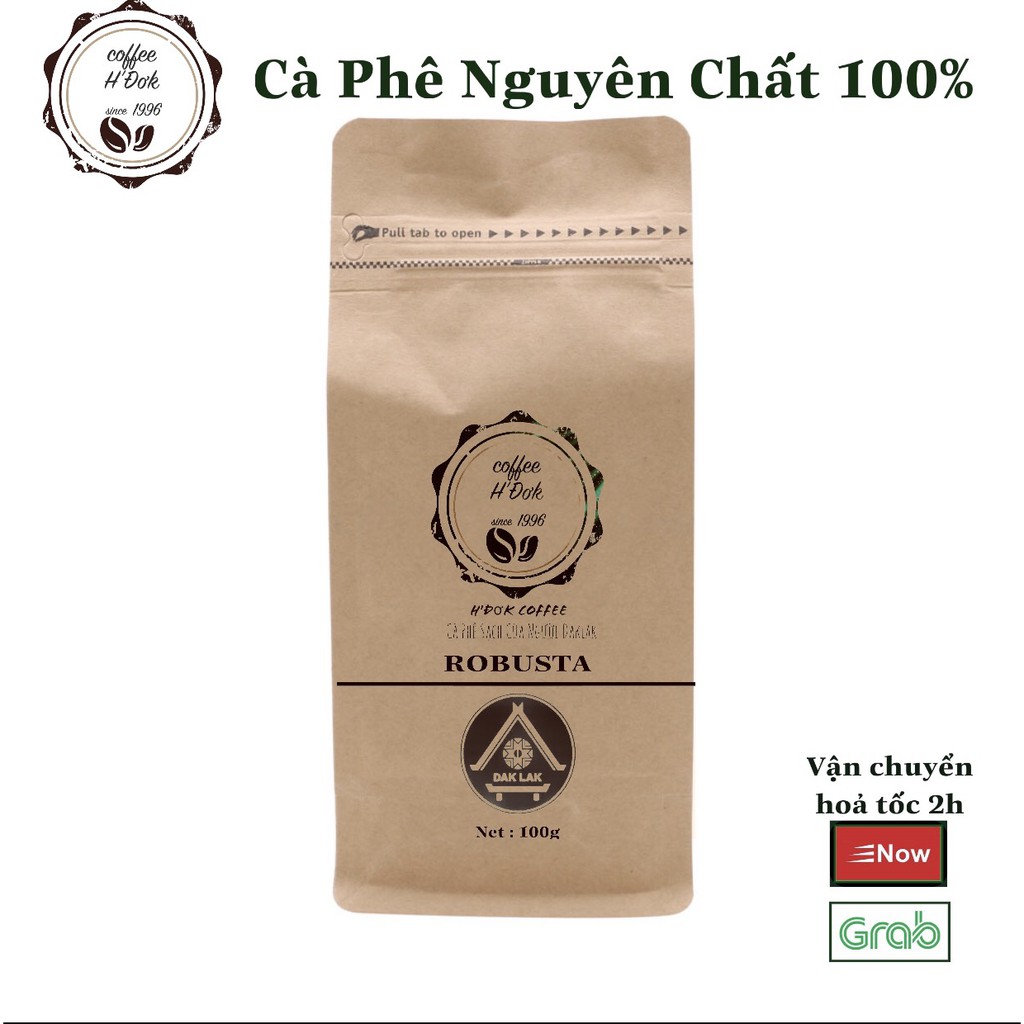 Cà Phê ROBUSTA DakLak Rang Mộc Nguyên Chất 100%, Không Tạp Chất, Thơm Ngon, Kích Thích Sáng Tạo Gói 100g và Gói 50g