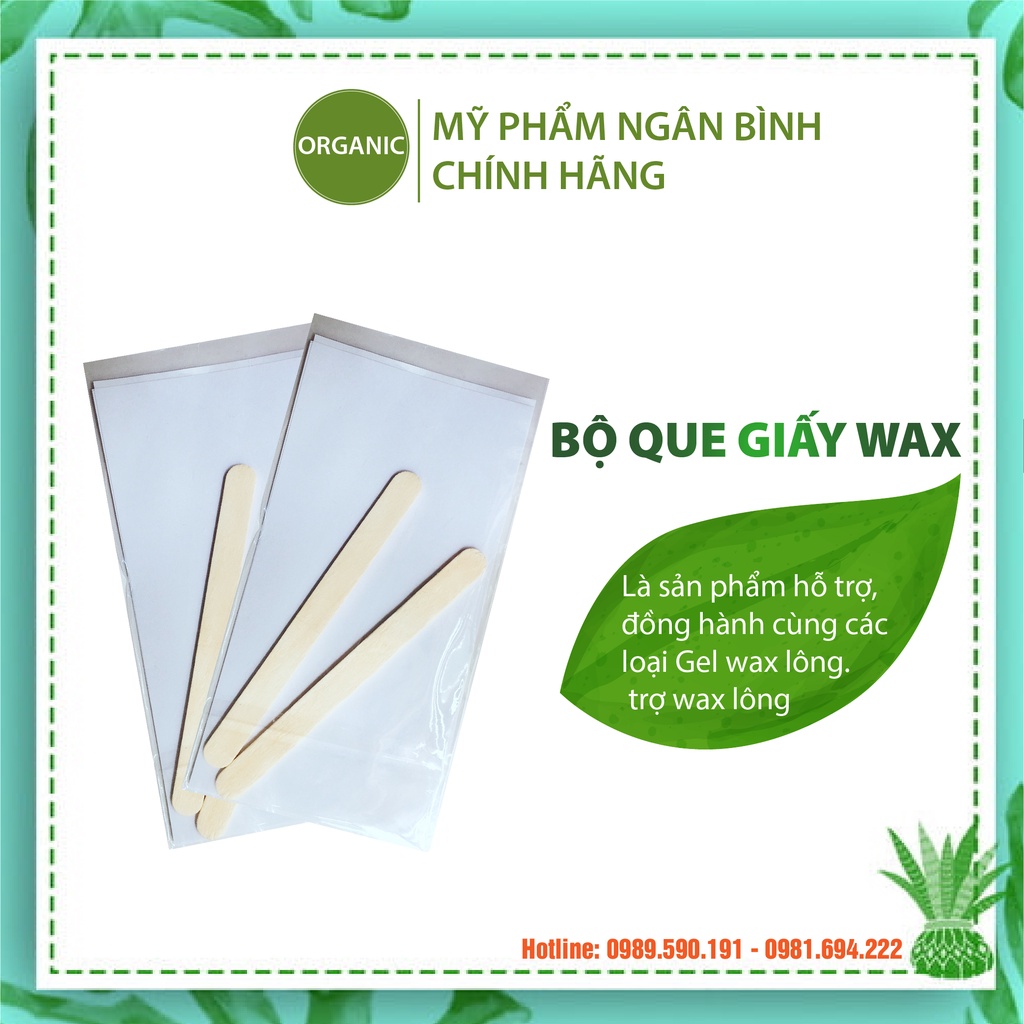 Combo Túi que gỗ phết wax và giấy nhám wax lông,dụng cụ triệt lông tại nhà