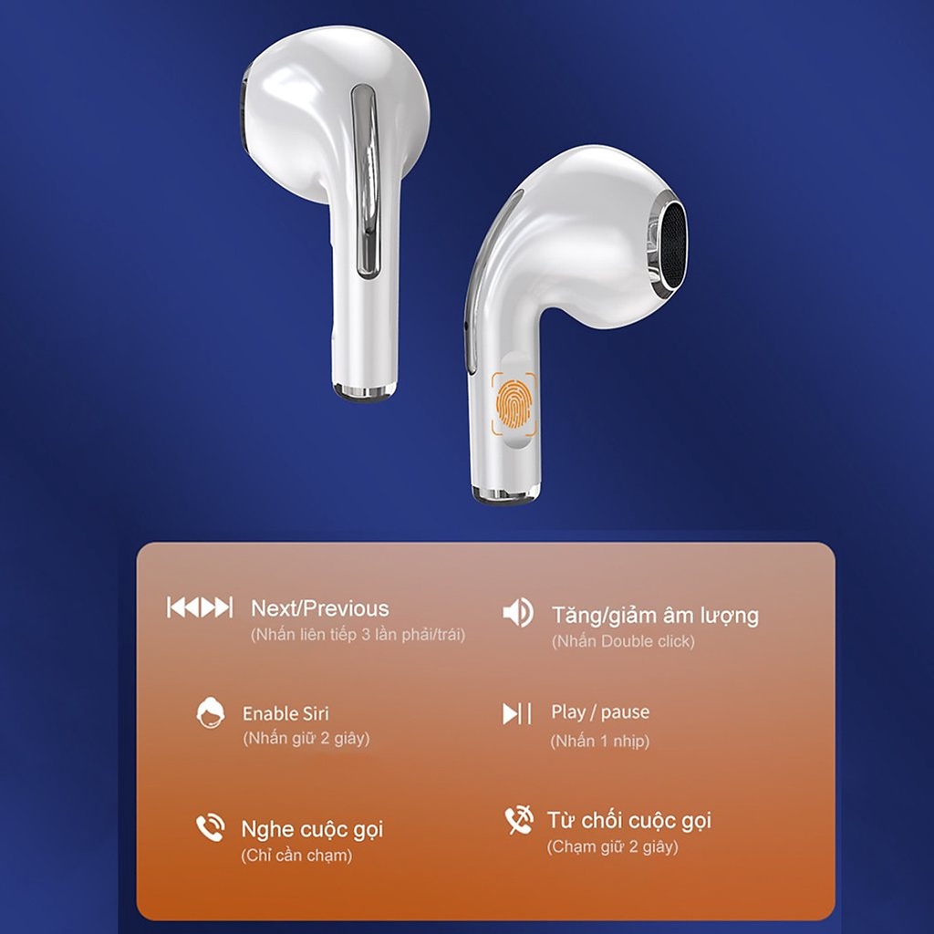 Tai nghe nhét tai bluetooth tws Pix-Link Air-S4 chính hãng micro chống ồn, điều khiển cảm ứng, nghe đơn hoặc đôi