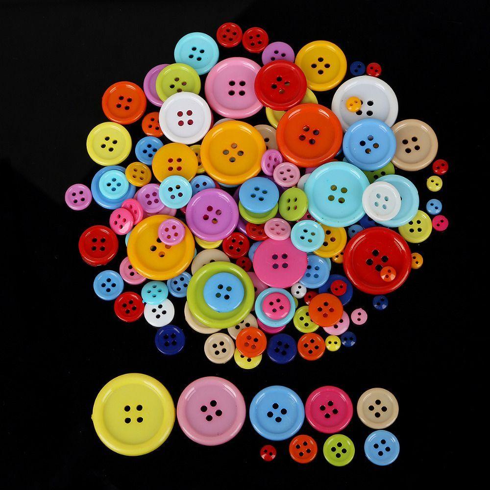 Set 100 Nút Nhựa 4 Lỗ Nhiều Màu Sắc Dùng Để Làm Đồ Thủ Công