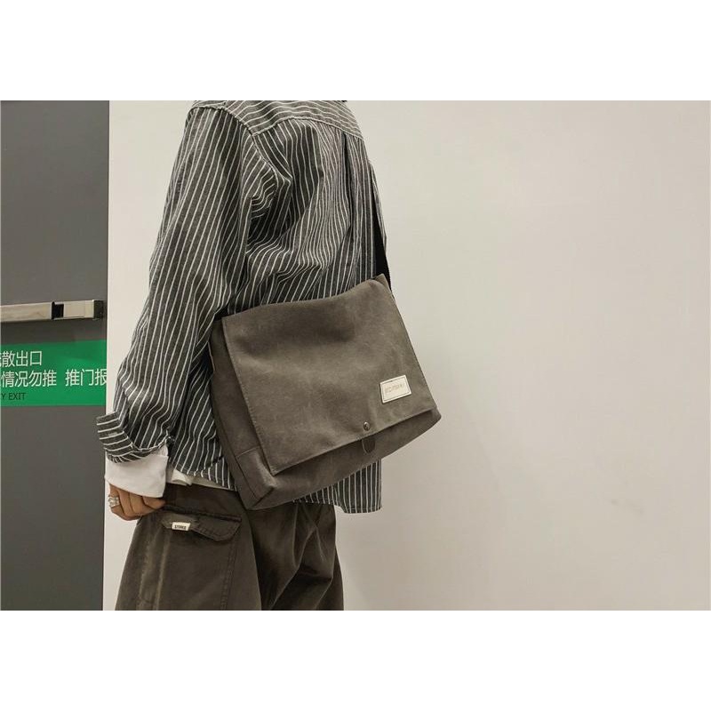 Carve.A Store Túi Đeo Chéo Vải Canvas Dày Dặn Phong Cách Harajuku Hàn Quốc Cho Nam