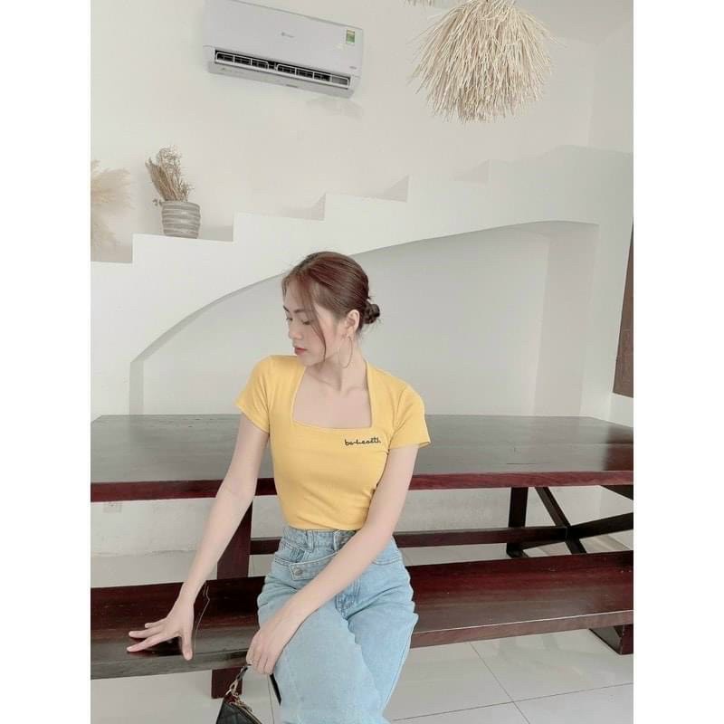 Aó kiểu thun borip cổ vuông