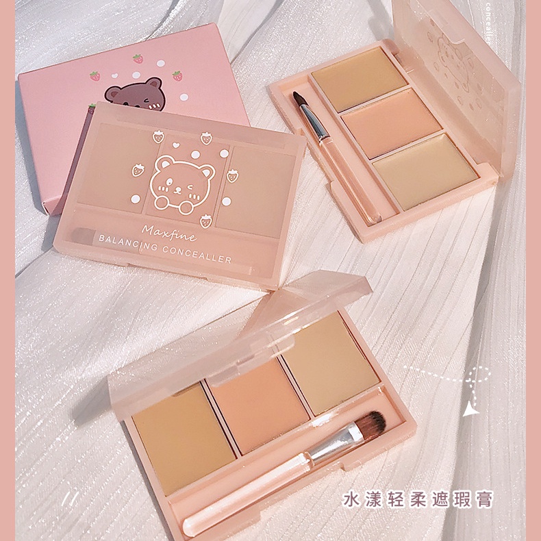 Kem Che Khuyết Điểm Ba Màu Mềm Mịn Như Lụa Giúp Dưỡng Ẩm Làm Sáng Da Và Che Khuyết Điểm Dễ Mang Theo