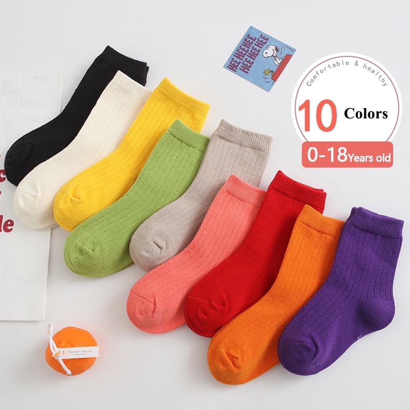 Vớ cotton màu trơn thiết kế đơn giản ngọt ngào cho bé