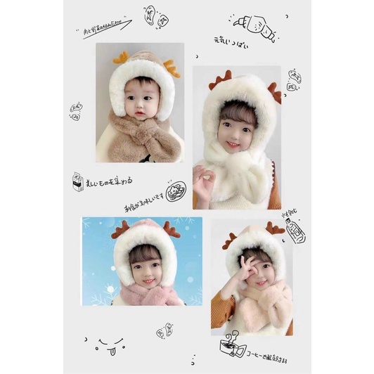 [HÀNG QC LOẠI I] Mũ sừng hưu cho bé 2 lớp lót lông cừu chính phẩm_Quần áo trẻ em thu đông