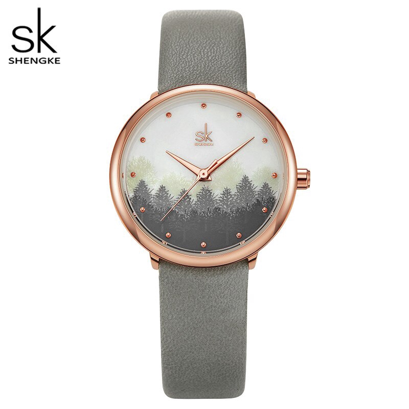 Đồng Hồ Đeo Tay Nữ Shengke Máy Nhật Dây Da Phong Cách Trung Quốc Thiết Kế Độc Đáo
