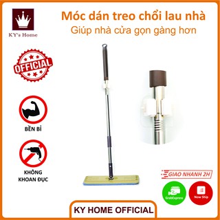 Móc dán tường giữ cây lau nhà treo chổi chịu lực tốt không thấm nước 5x5 cm