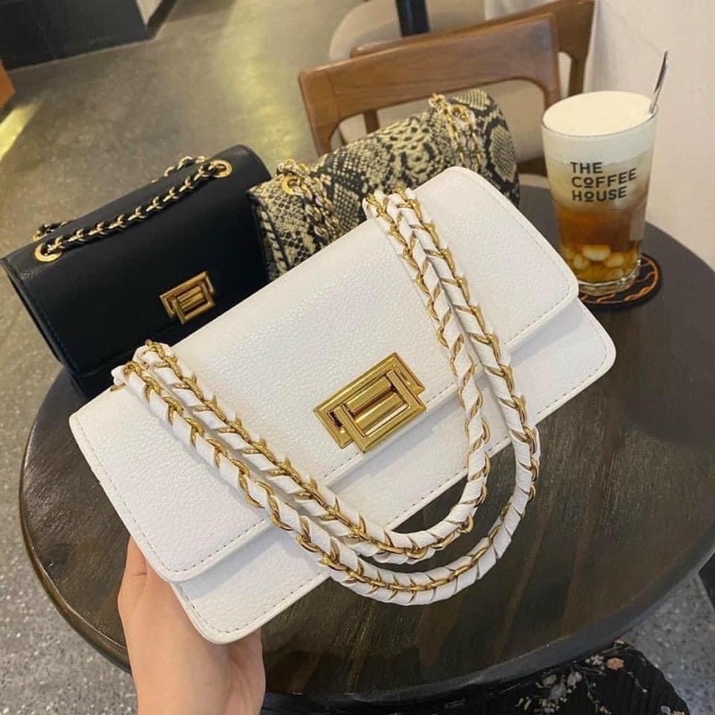 Túi đeo vai túi kẹp nách nữ da gạo khoá gập siêu đẹp