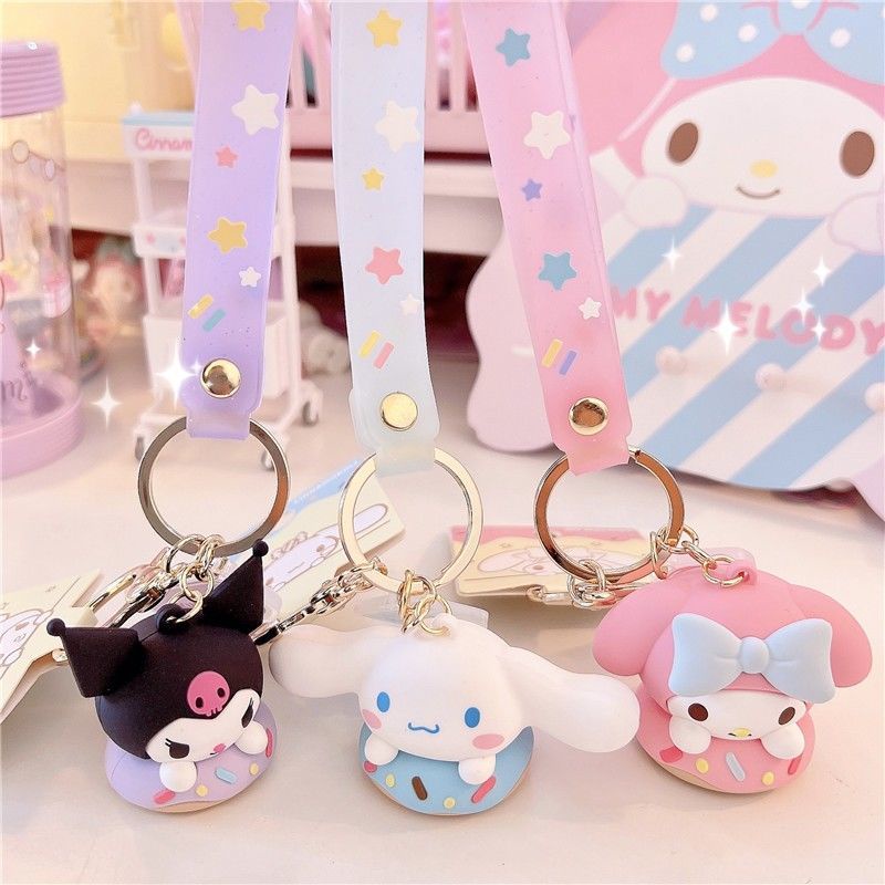 SANRIO Móc Khóa Bằng Silicon Hình Cinnamoroll My Melody Kuromi Dễ Thương Làm Quà Tặng Sinh Nhật