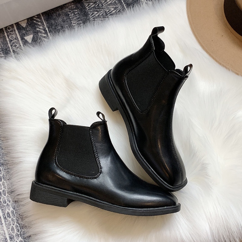 Giày bốt da màu trơn thời trang cho nữ