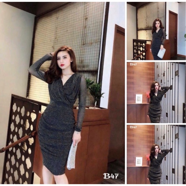 Váy nhũ ôm body màu đen